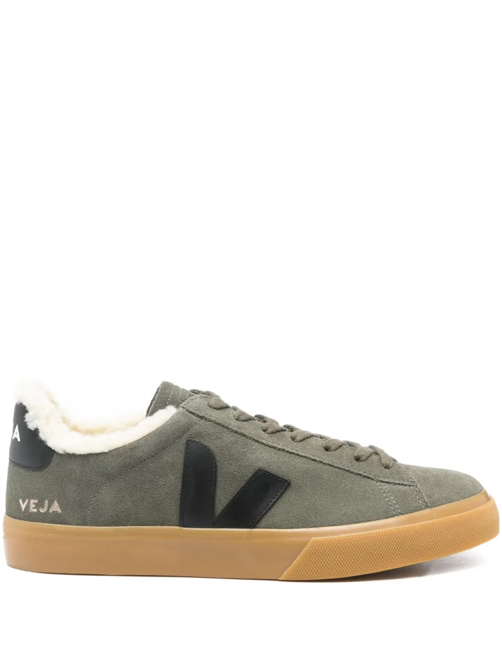 Veja Campo Winter Suede Panelled Sneakers In Green