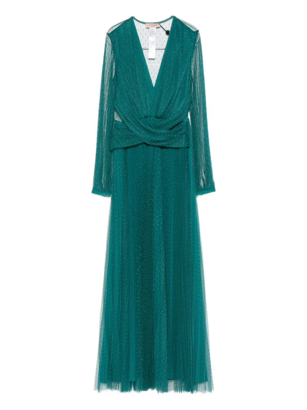 Twinset Twisted Long-sleeved Dress In Green