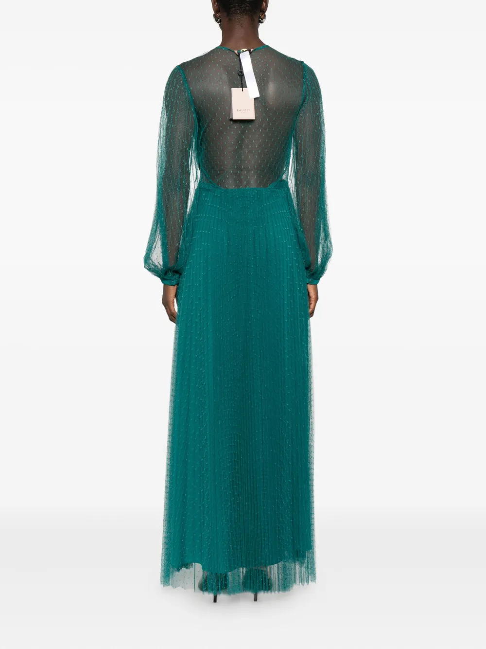Twinset Twisted Long-sleeved Dress In Green