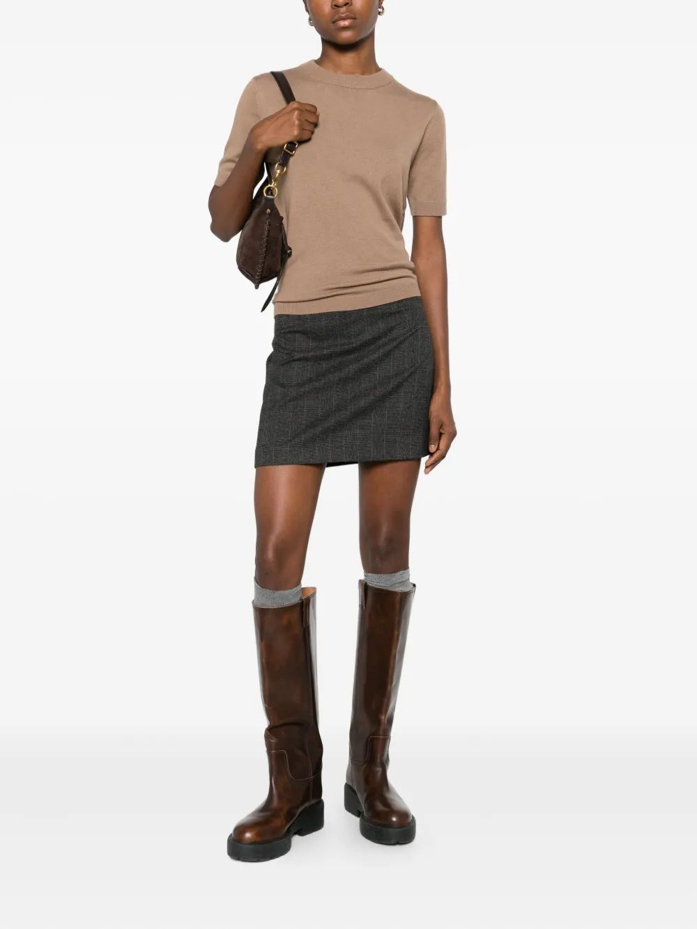 Cenere GB checked mini skirt - Grijs