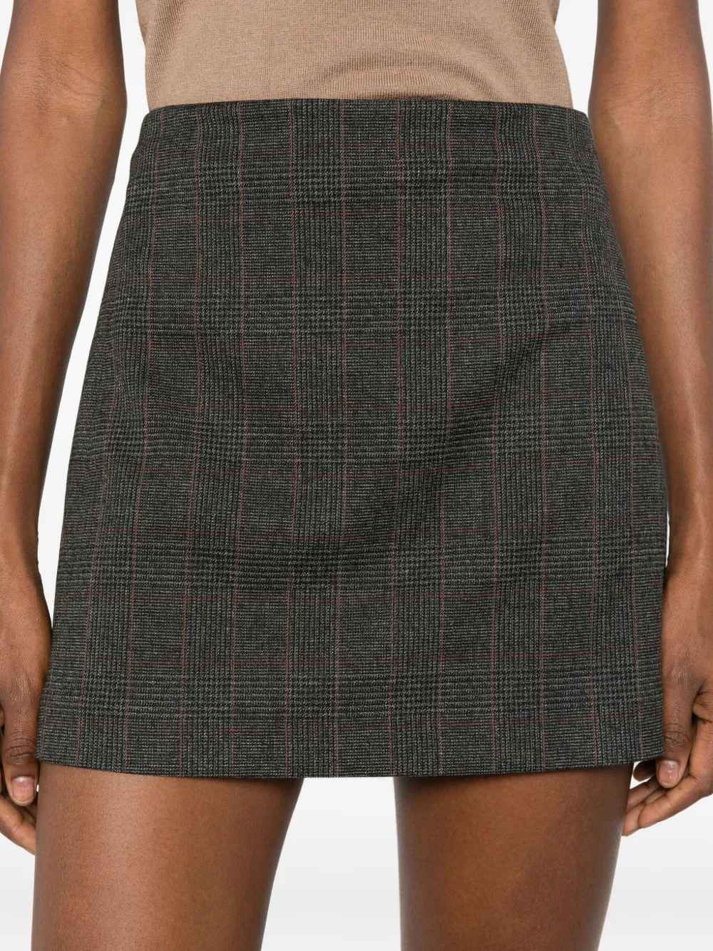 Cenere Checked Mini Skirt In Gray