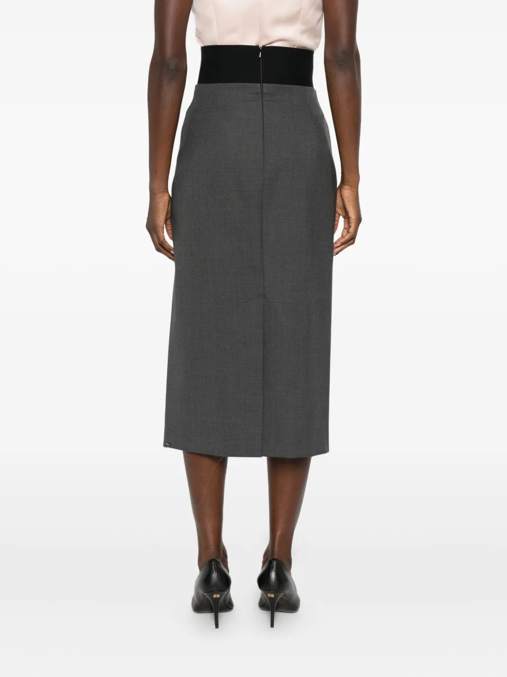 Sportmax Rok met contrasterende tailleband Grijs