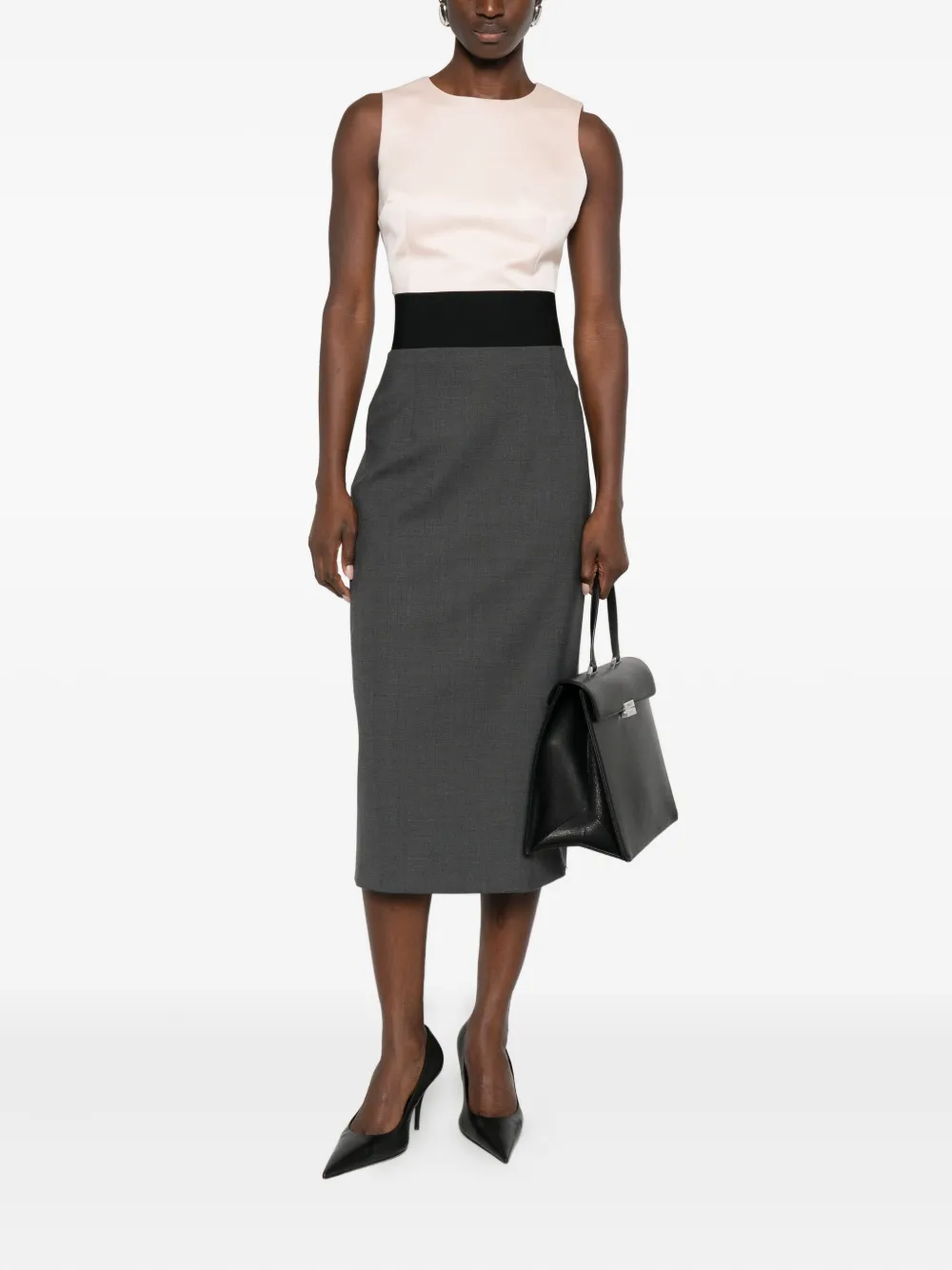 Sportmax contrast-waistband skirt - Grijs