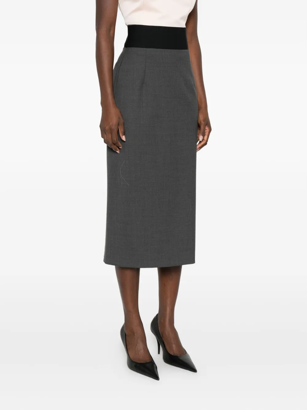 Sportmax Rok met contrasterende tailleband Grijs