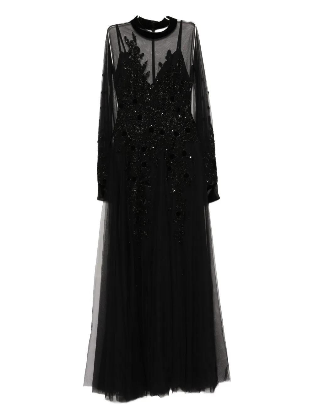 Saiid Kobeisy Embroidered Tulle Gown In Black