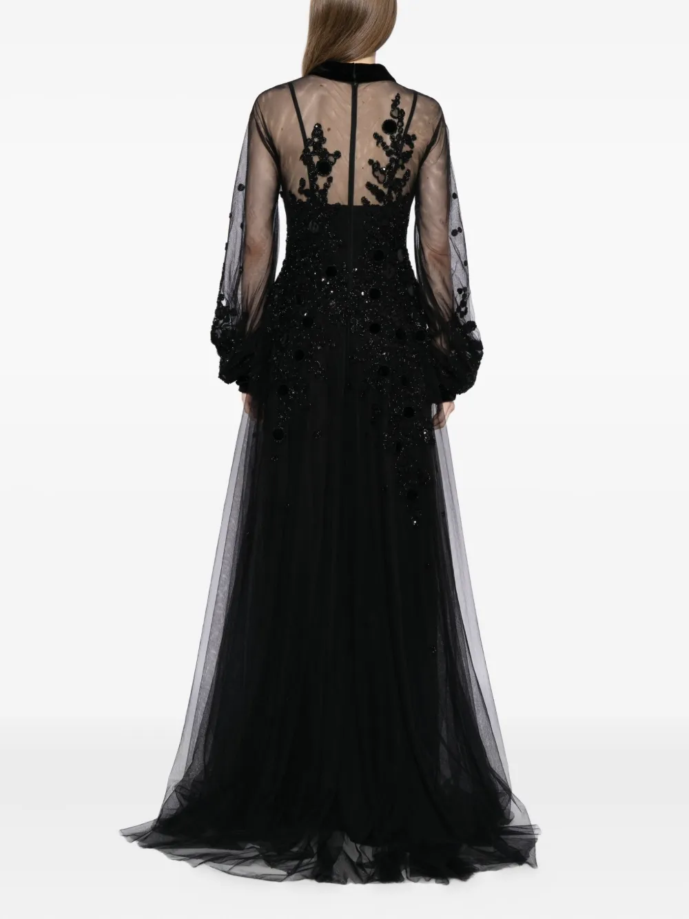 Saiid Kobeisy Embroidered Tulle Gown In Black