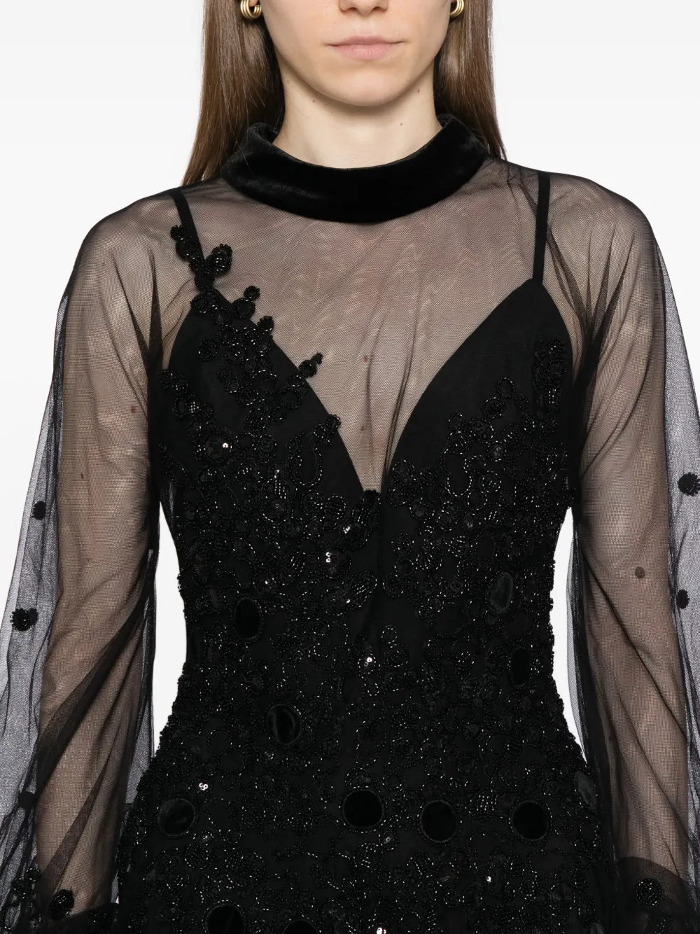Saiid Kobeisy Embroidered Tulle Gown In Black