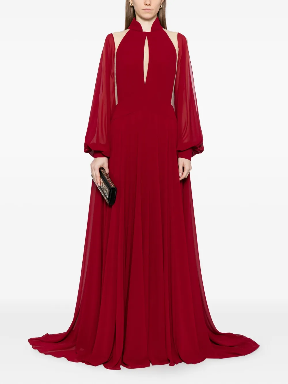 Saiid Kobeisy Georgette maxi-jurk - Rood