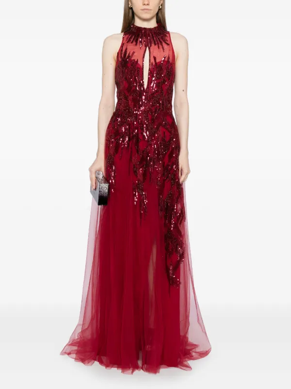 green emerald velvet dress Sculptural Embroidered Dress – Saiid Kobeisy Online main image 1