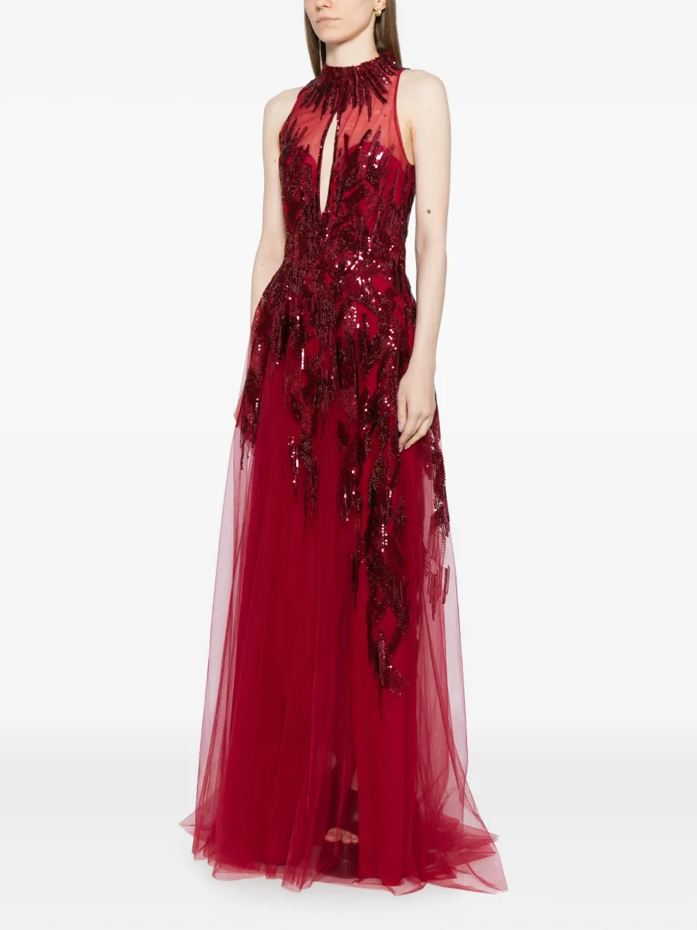 Saiid Kobeisy Beaded Gown In Red