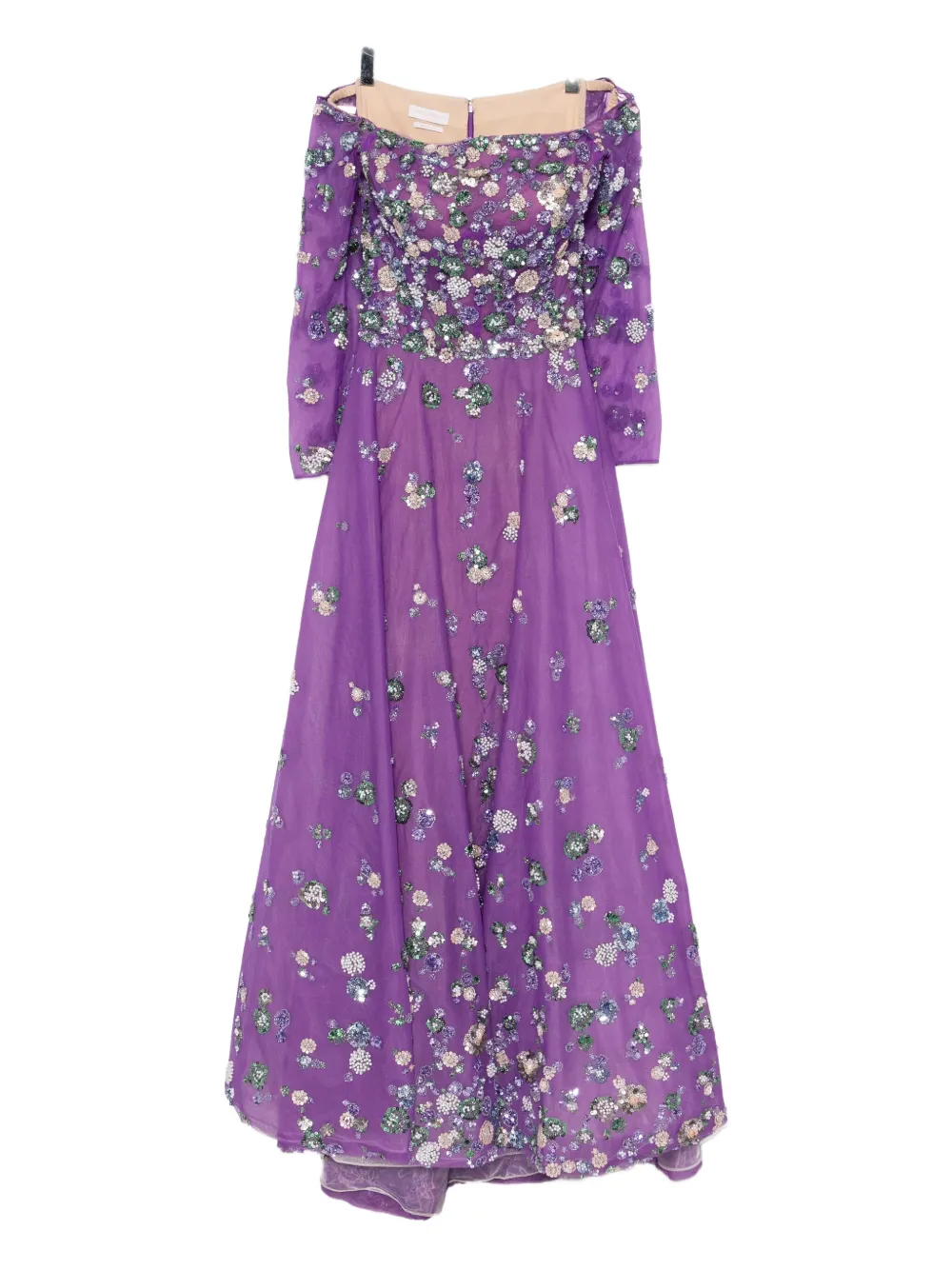 Saiid Kobeisy Beaded Tulle Gown In Purple