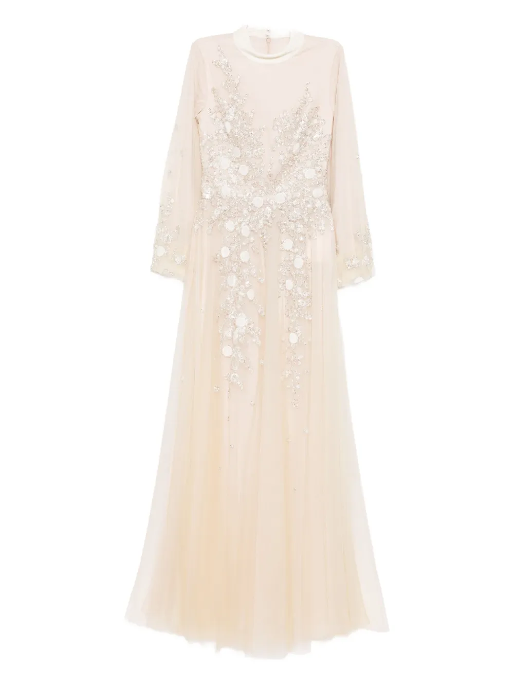Saiid Kobeisy Embroidered Velvet Gown In Neutral