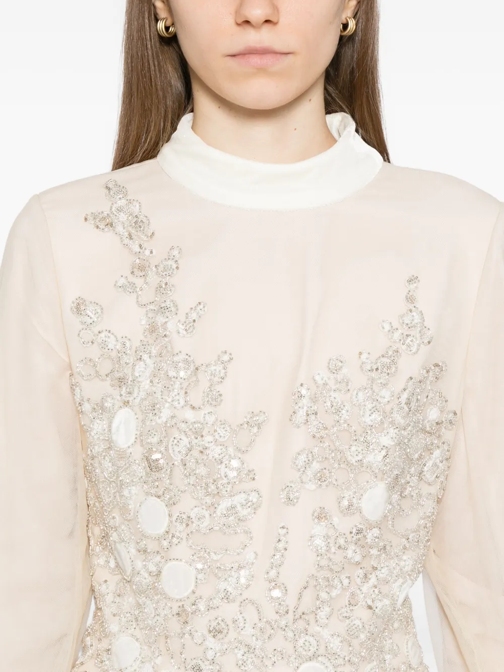 Saiid Kobeisy Embroidered Velvet Gown In Neutral