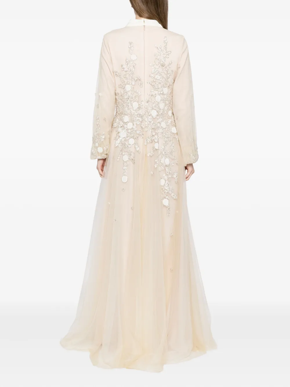 Saiid Kobeisy Embroidered Velvet Gown In Neutral