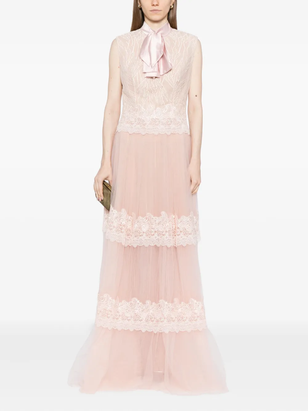 Saiid Kobeisy Jurk met strik van kant - Roze