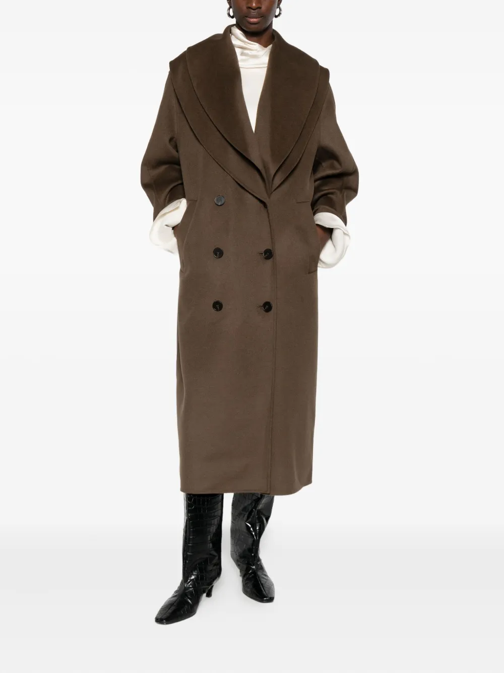 Magda Butrym Shawl-lapel Double-breasted Coat In Brown