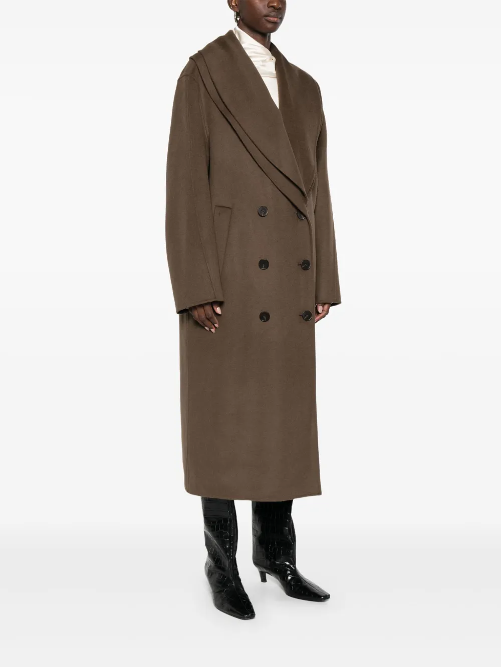 Magda Butrym Shawl-lapel Double-breasted Coat In Brown
