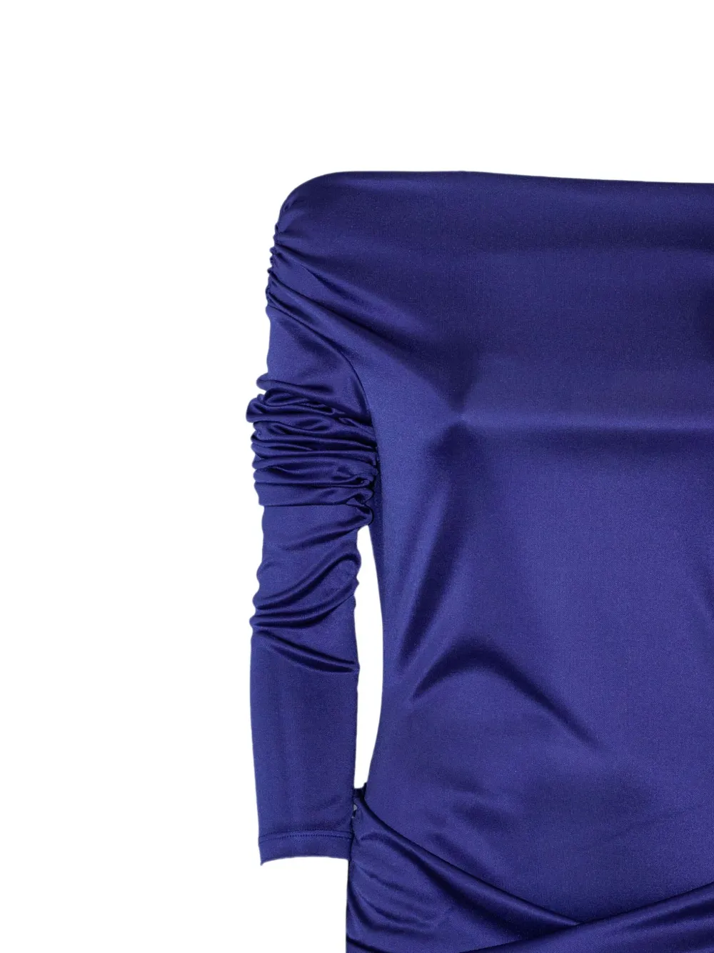 The Andamane Wendell Draped Off-the-shoulder Mini Dress In Blue