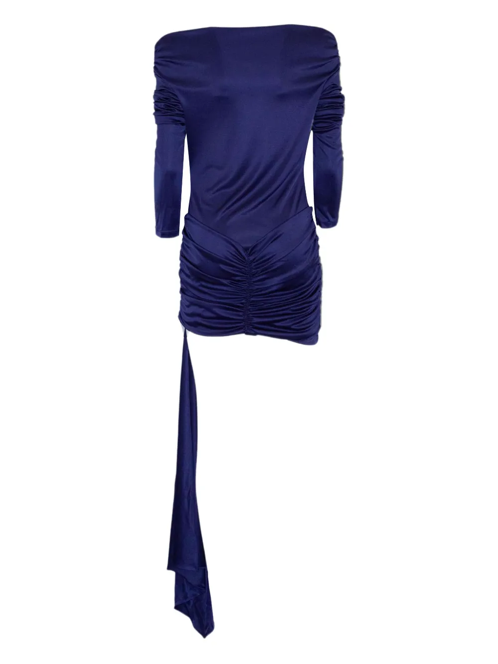 THE ANDAMANE Wendell gedrapeerde off-shoulder mini-jurk - Blauw