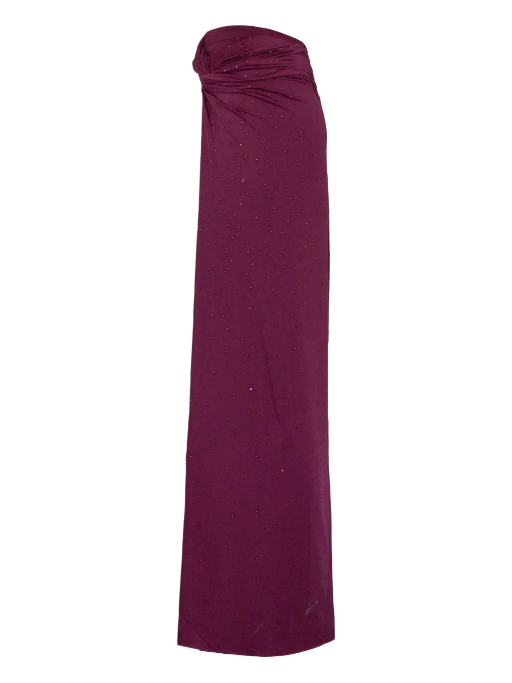 The Andamane Zohra Crystal Draped Knot Maxi Skirt In Purple