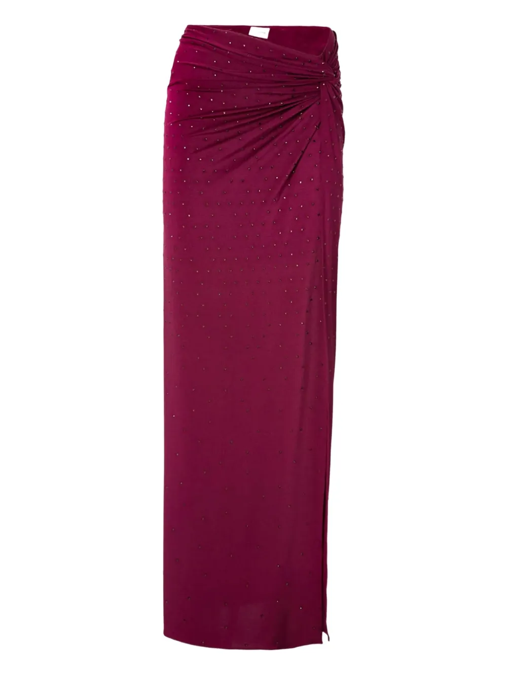 THE ANDAMANE Zohra crystal draped knot maxi skirt | Red | Image 1