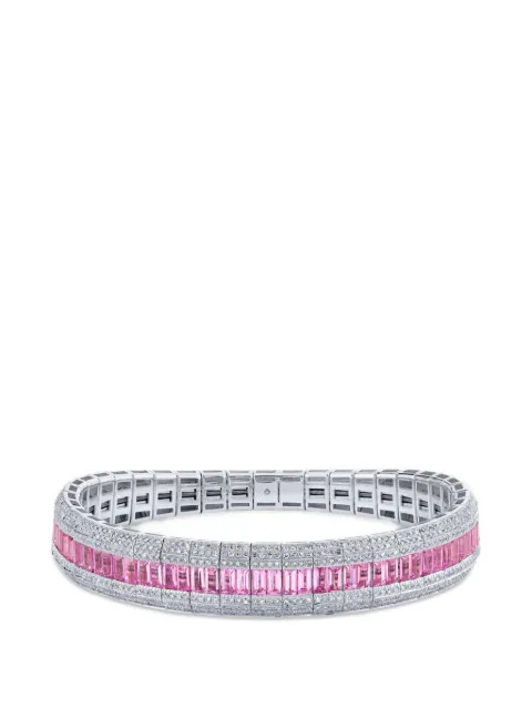 SHAY pulsera stretch con diamantes y zafiro rosa