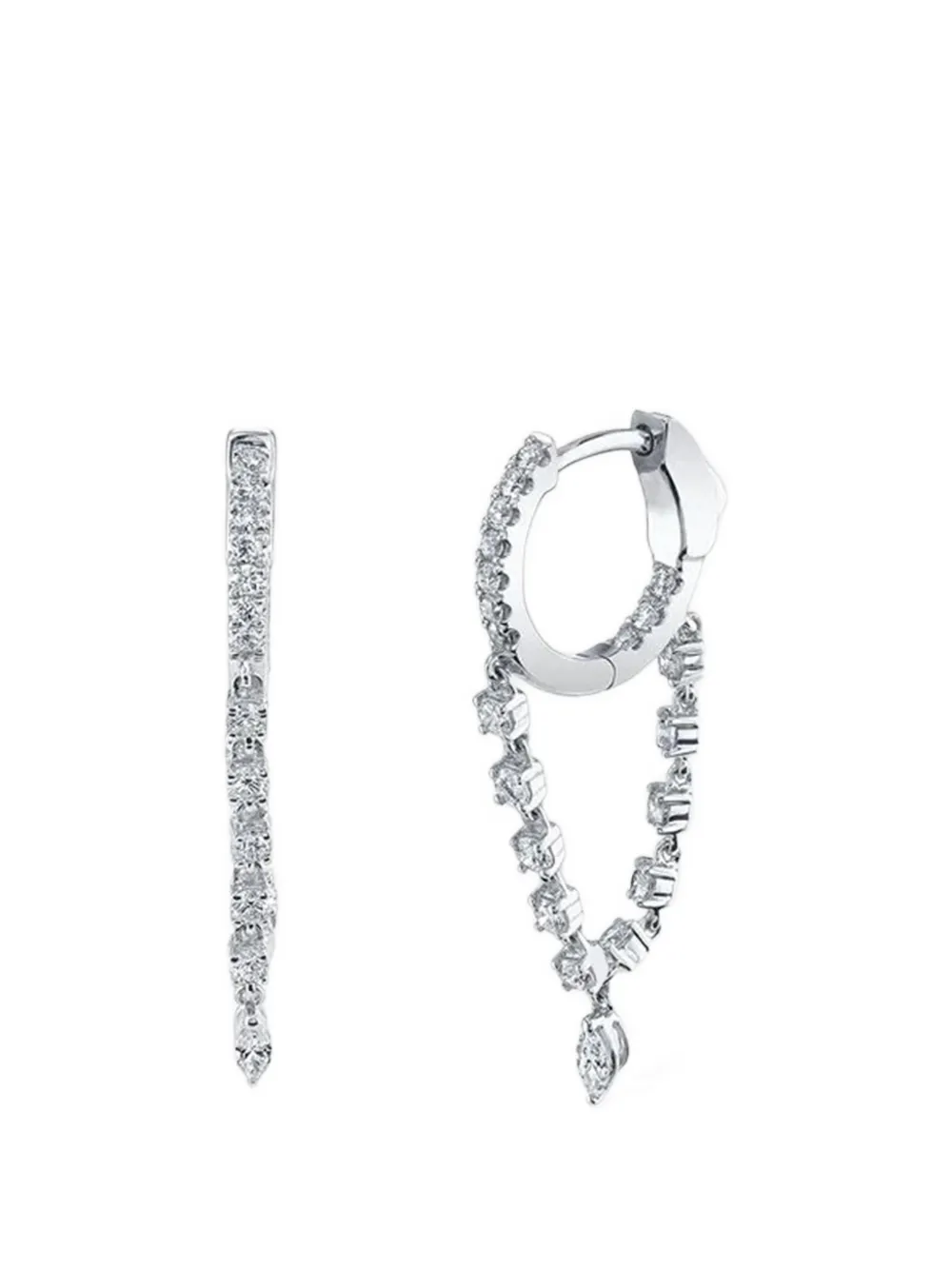 Anita Ko Single Diamond Huggie With Marquise Drop In White Gold