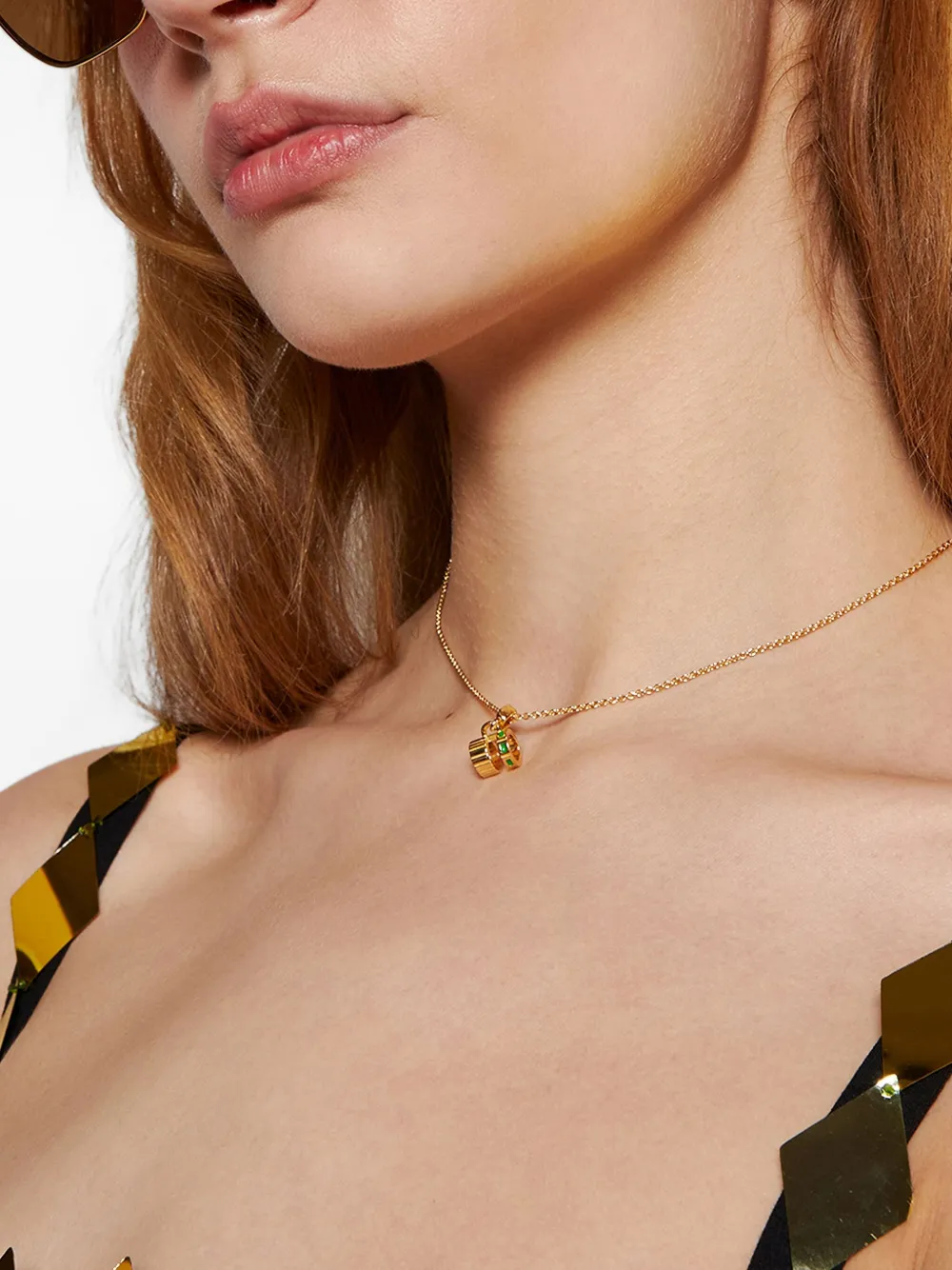 IVI Slot emerald-detail necklace - Goud