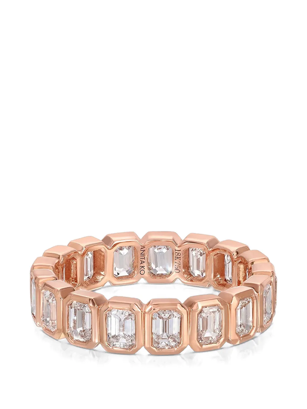 Anita Ko Emerald Cut Diamond Bezel Ring In Rose Gold