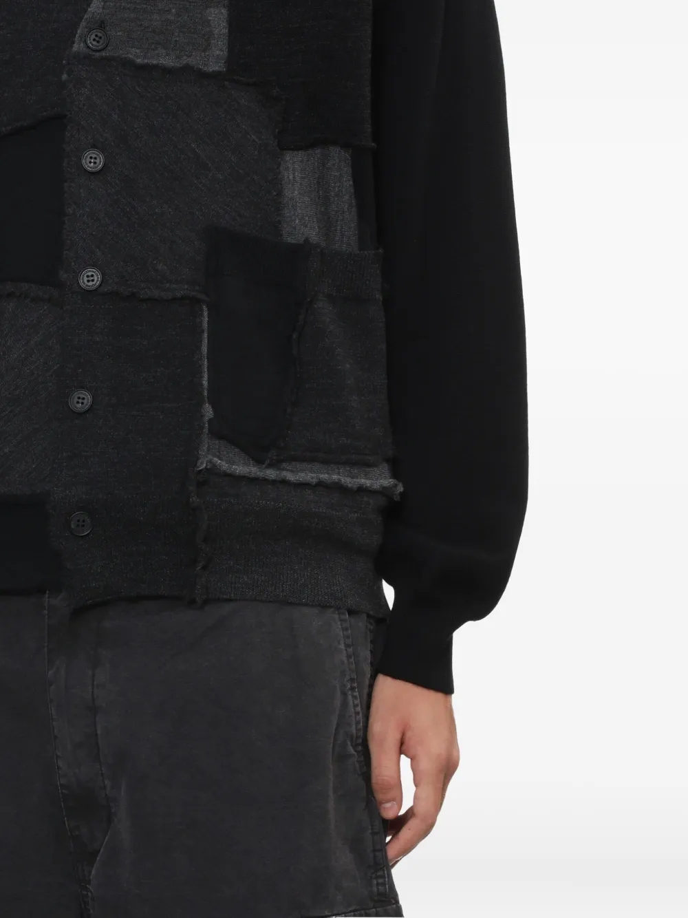 Comme Des Garçons Homme Deux Patchwork Button Cardigan In Black