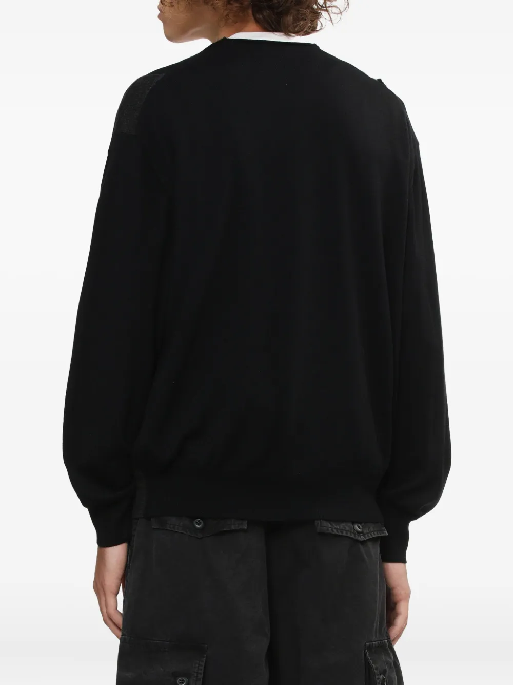 Comme Des Garçons Homme Deux Patchwork Button Cardigan In Black