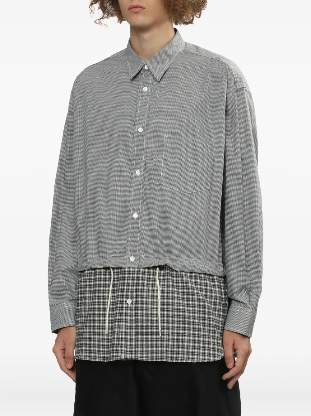 Comme des Garçons Homme Geruit overhemd met borstzak Zwart