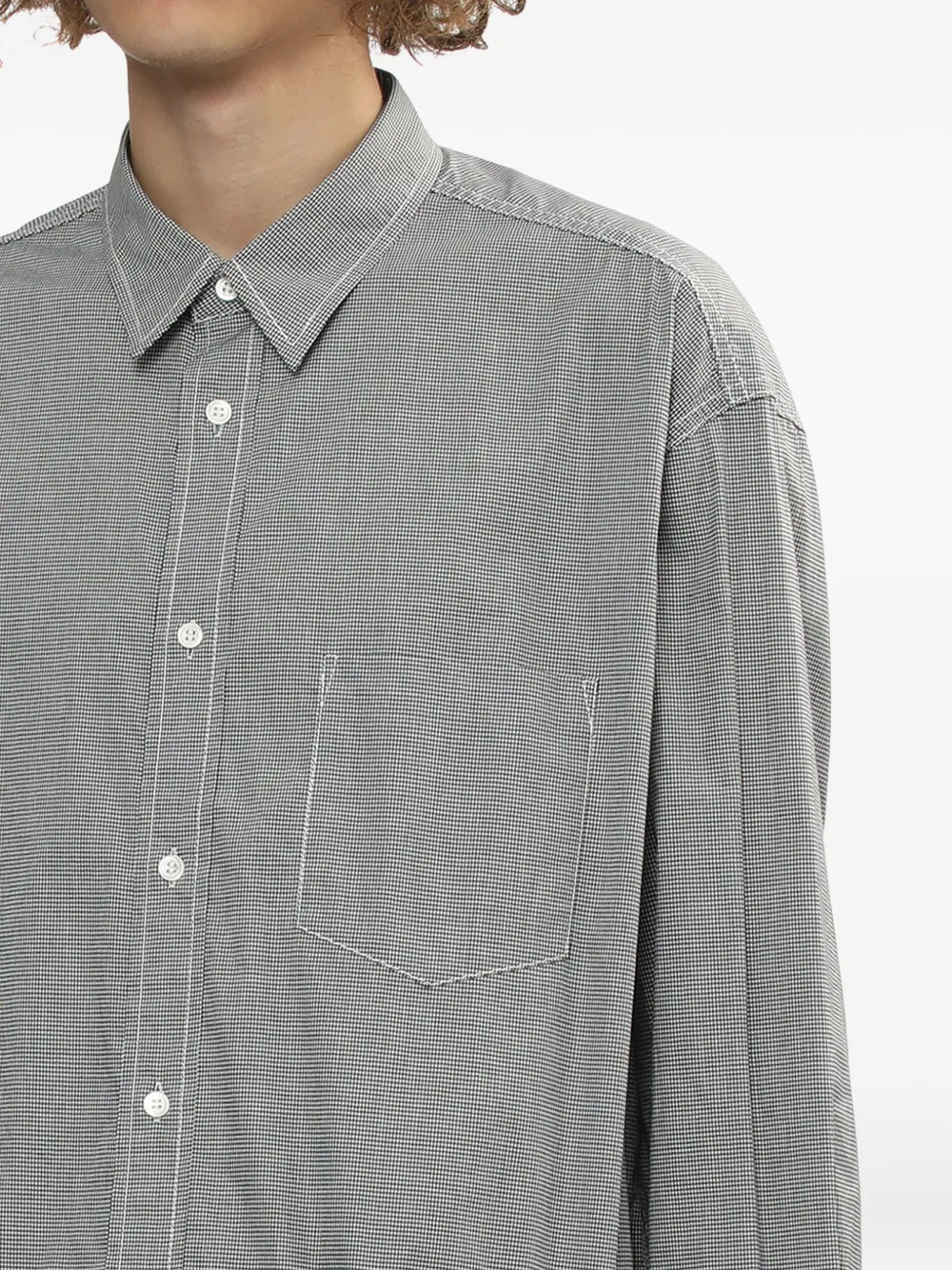 Comme des Garçons Homme Geruit overhemd met borstzak Zwart