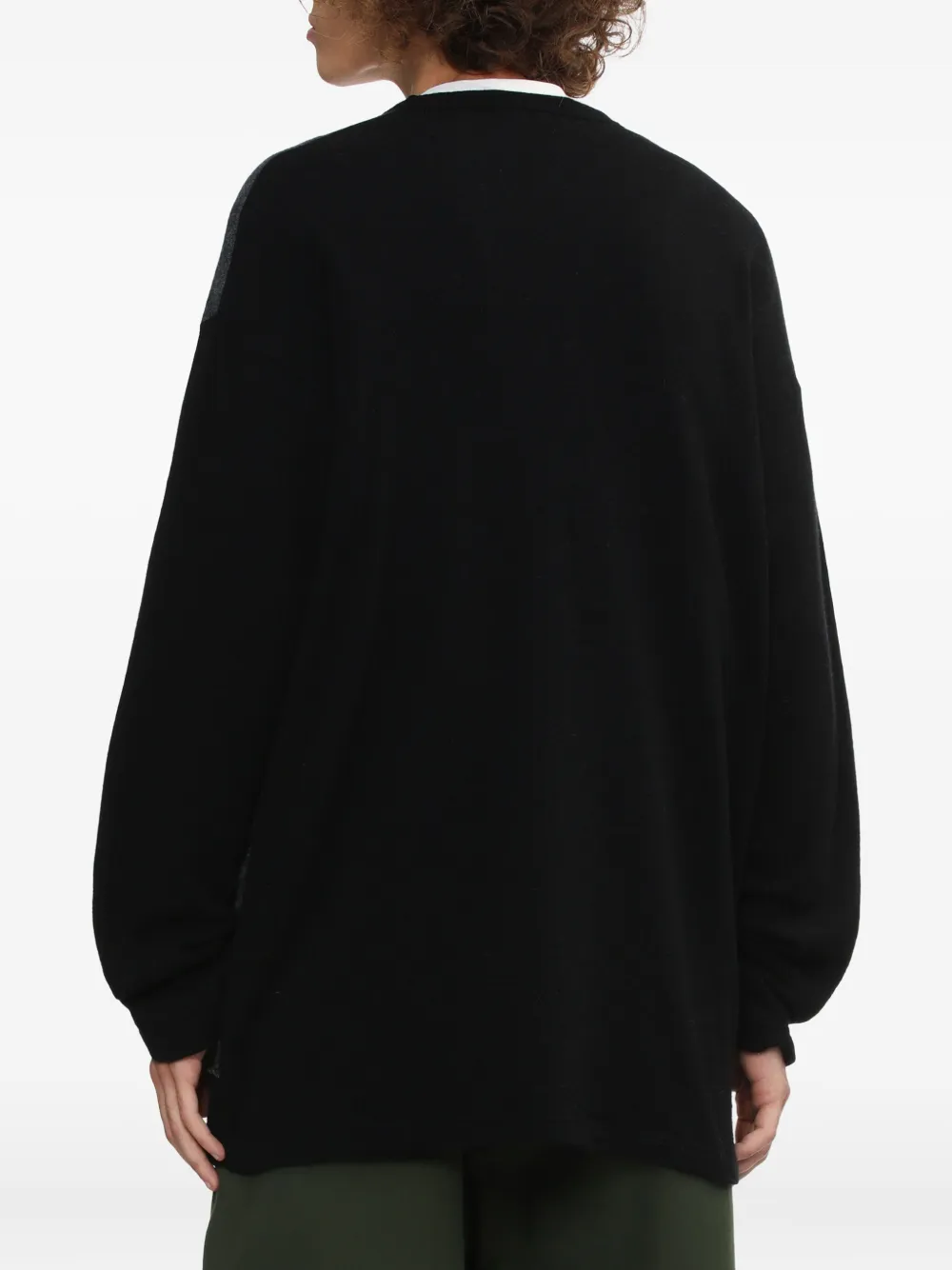 Comme Des Garçons Homme Deux Patchwork Crew-neck Sweater In Black