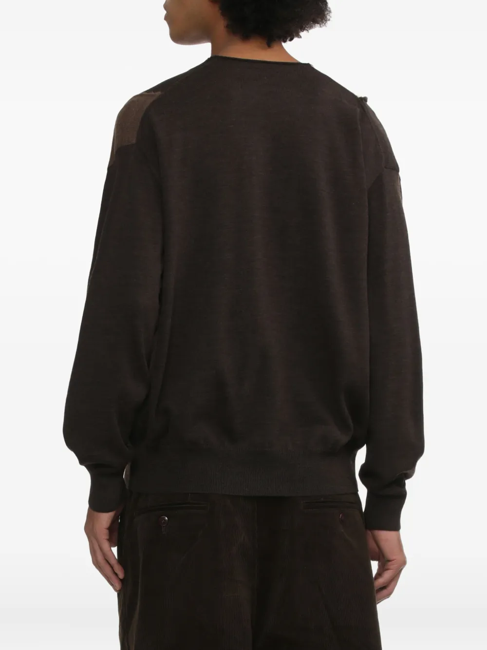 Comme Des Garçons Homme Deux Patchwork Button Cardigan In Brown