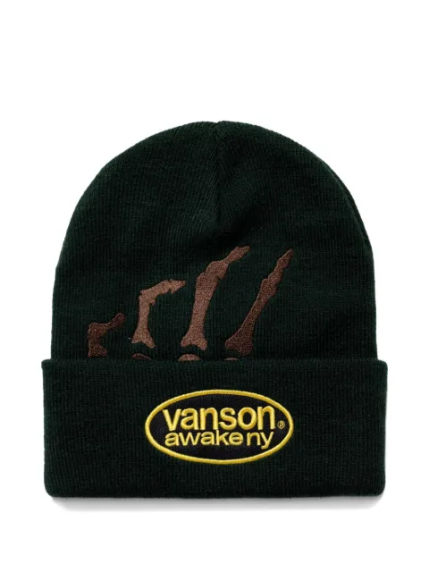 Awake NY Vanson Skeleton embroidered ribbed beanie hat