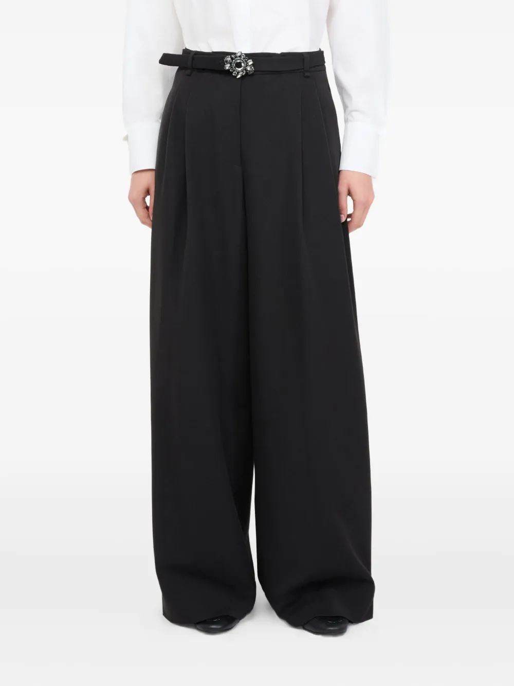 Liu •jo Jewel-buckle Trousers In Black