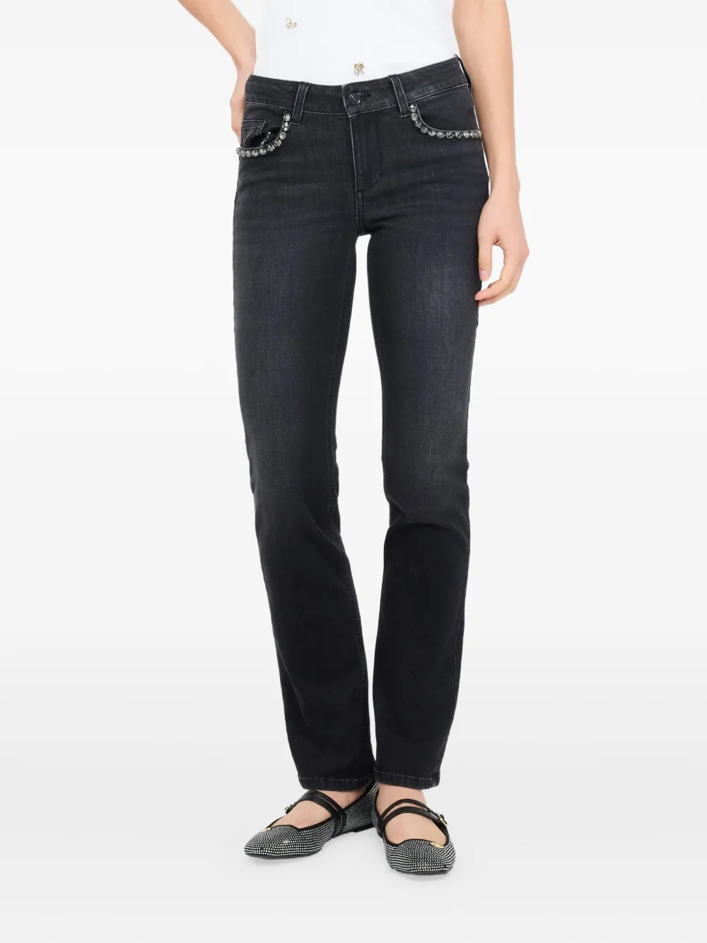 LIU JO Jeans verfraaid met edelstenen Zwart