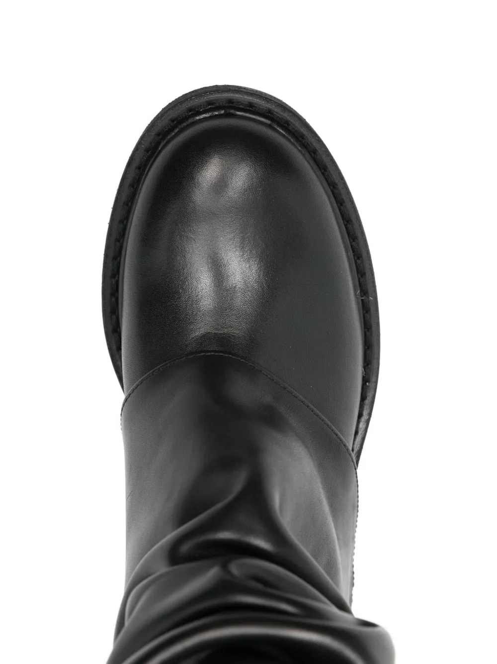 Metisse Ruched Leather Boots In Black