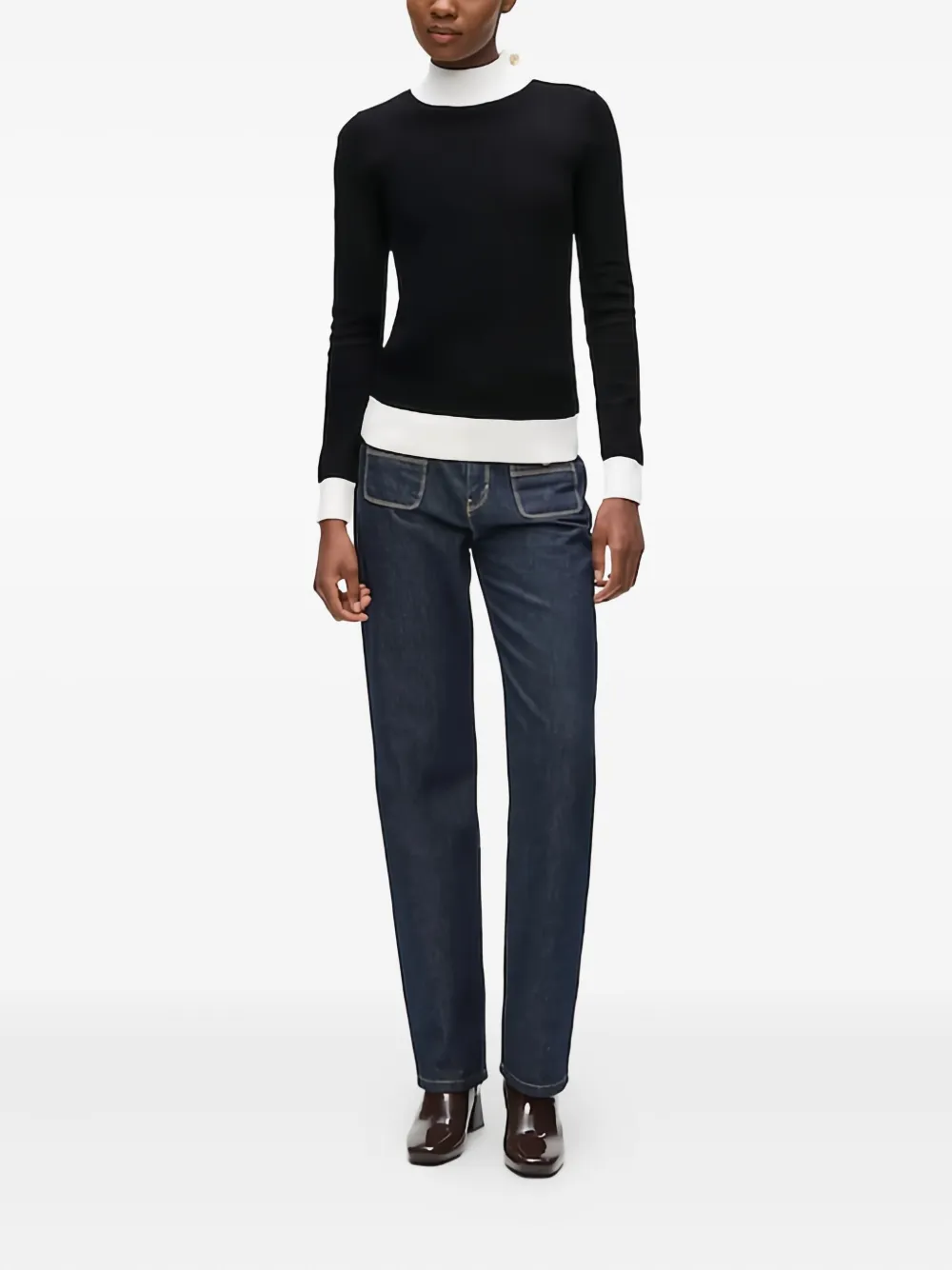 Karl Lagerfeld Button-detail Sweater In Black