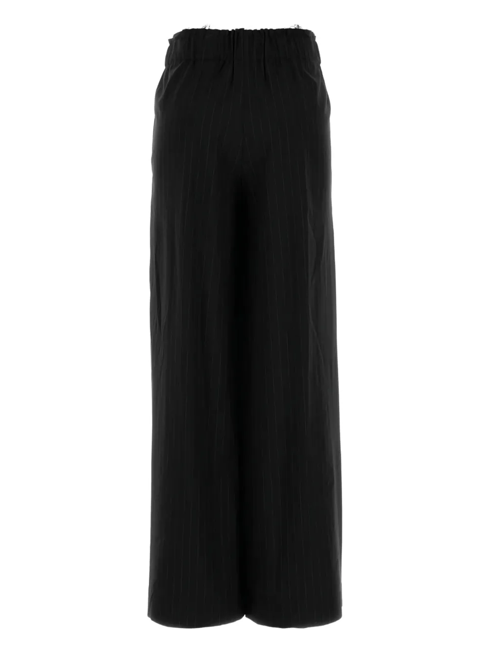 Pt Torino Embroidered Stretch Wool Benedetta Wide-leg Pant In Black