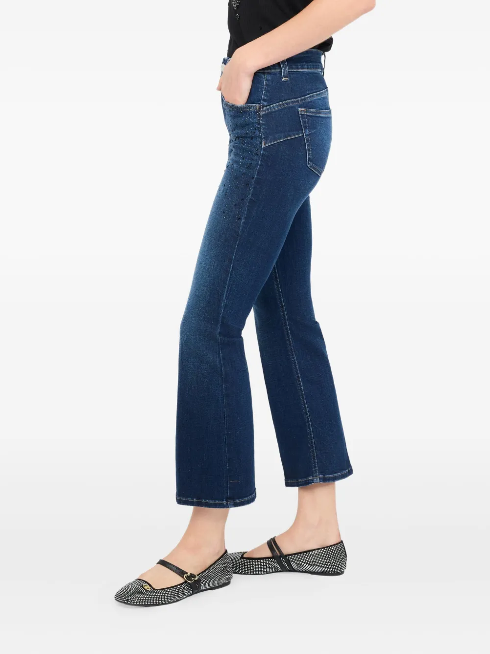 Liu •jo Cropped Flared Denim In Blue