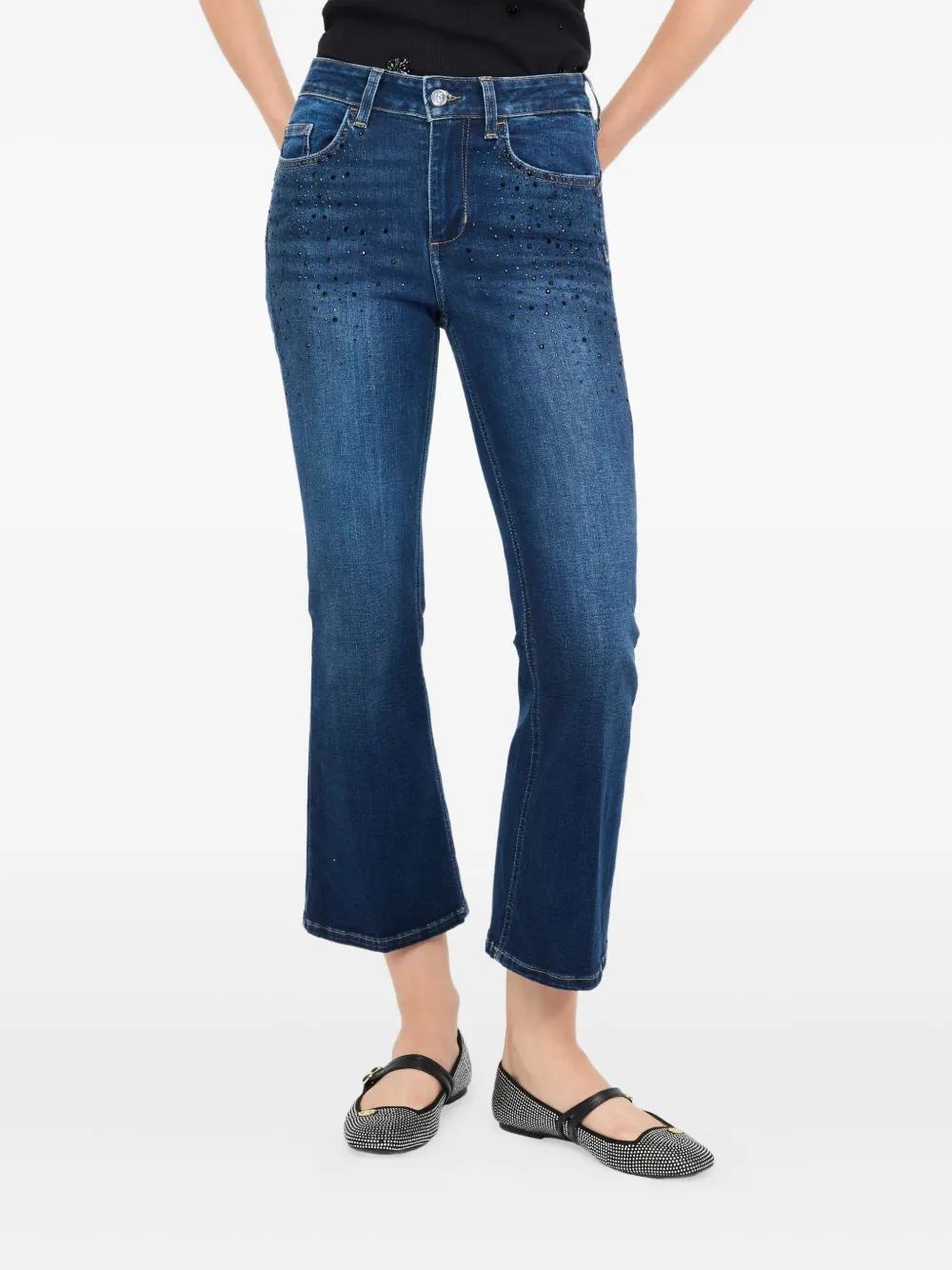Liu •jo Cropped Flared Denim In Blue