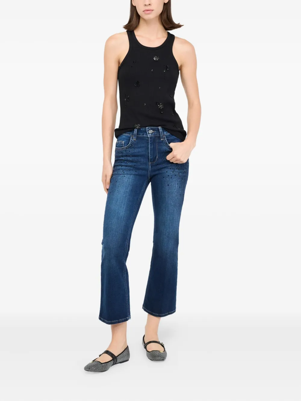 Liu •jo Cropped Flared Denim In Blue