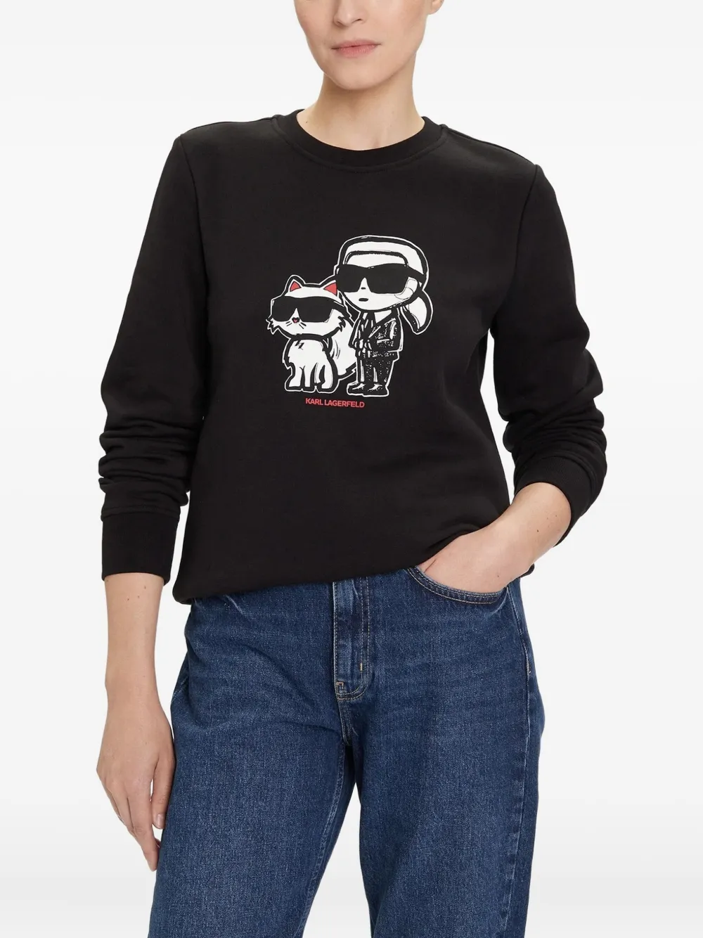 Karl Lagerfeld Ikon Choupette Sweatshirt In Black