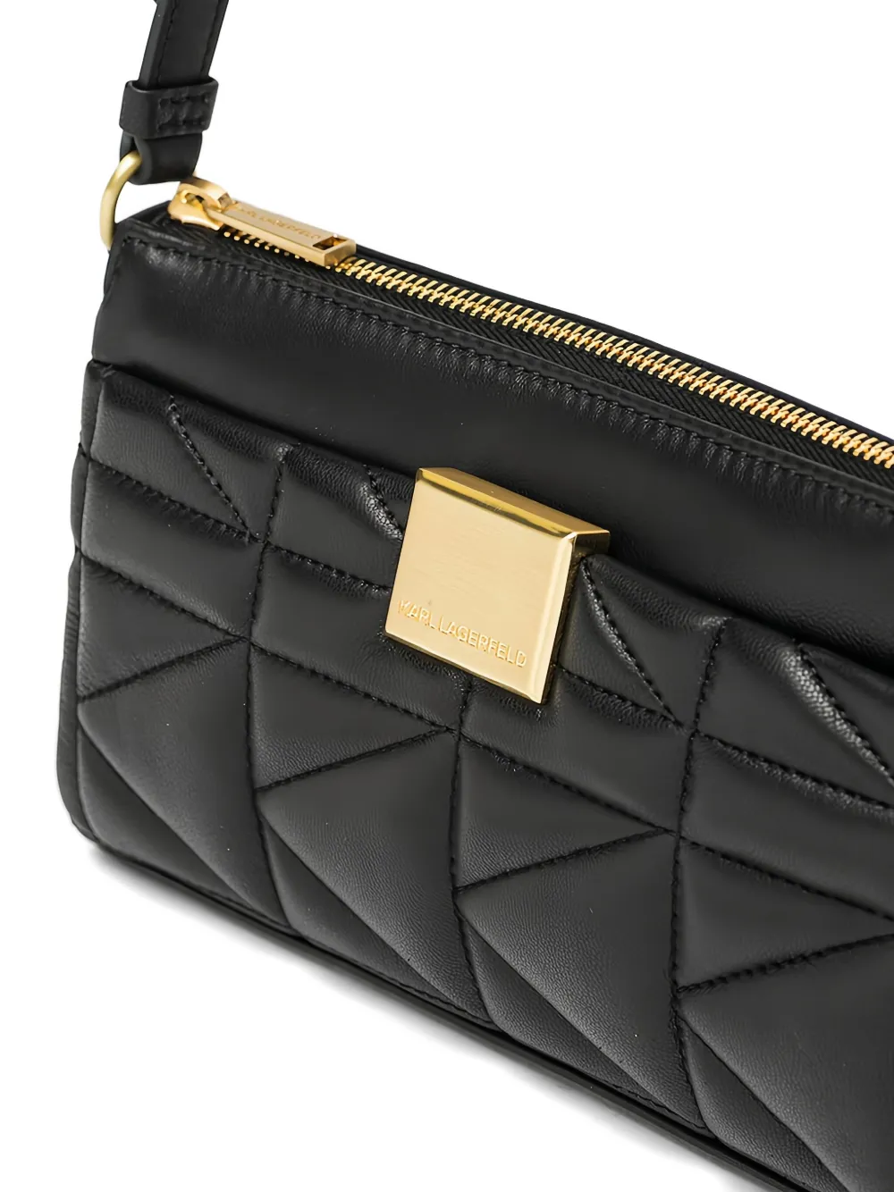 Karl Lagerfeld Quilted Logo Shoulder Bag In Black