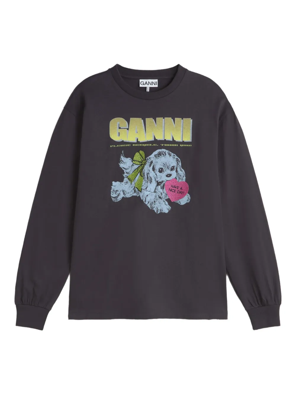 GANNI Felpa con grafica - Grigio