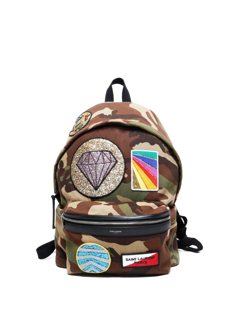Pre-owned Saint Laurent 2010-2025 Patch-detailed Backpack In Green