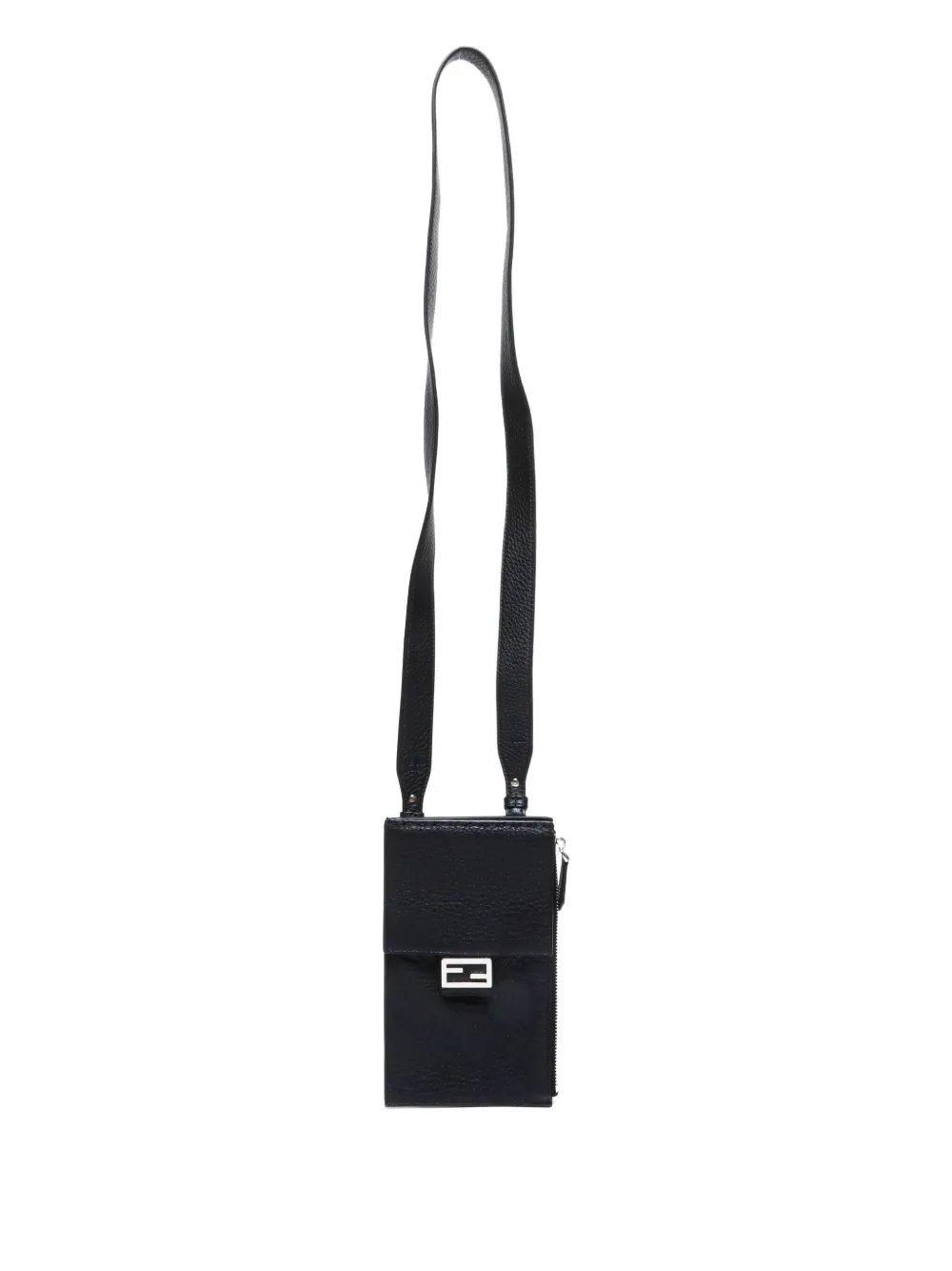 Pre-owned Fendi 2015-2025 Ff-plaque Phone Case In Black