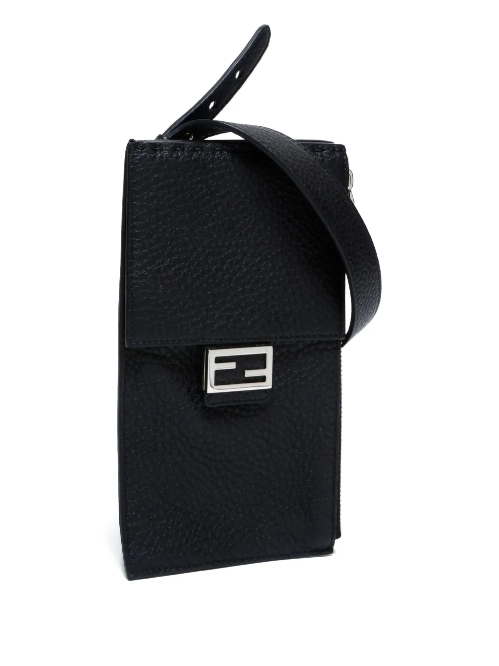 Pre-owned Fendi 2015-2025 Ff-plaque Phone Case In Black